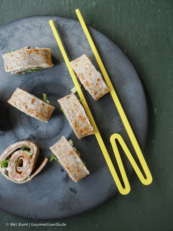  Spicy buckwheat crepe with salmon, rocket and Parmesan | GourmetGuerilla.com 