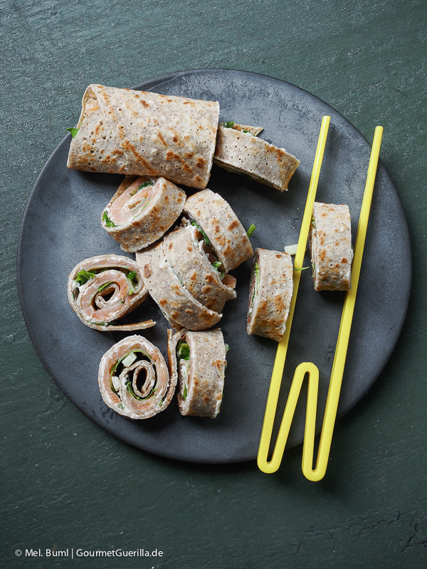 Spicy buckwheat crepe with salmon, rocket and Parmesan | GourmetGuerilla.com 